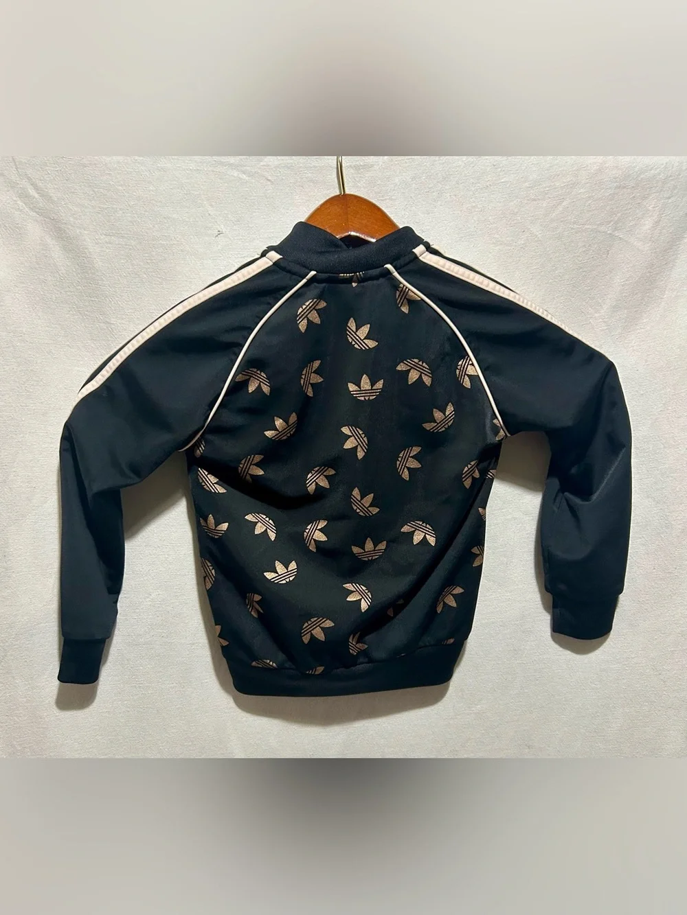 Adidas Originals Toddler Girls Track Jacket Black Rose Gold Trefoil Print 5-6Y